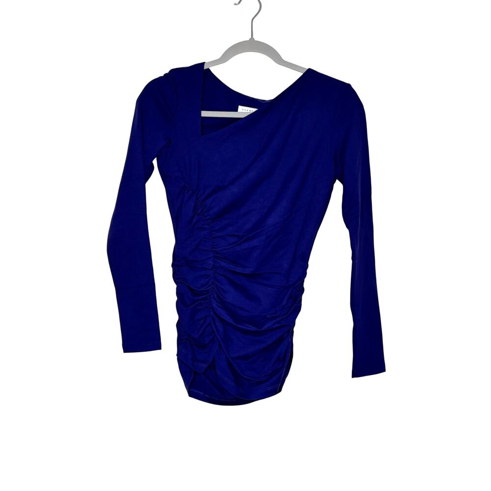 Susana Monaco Long Sleeves Side Angle Top - Thunder Blue NWT Size Medium